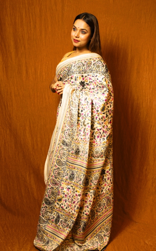 Butter Silk Saree White